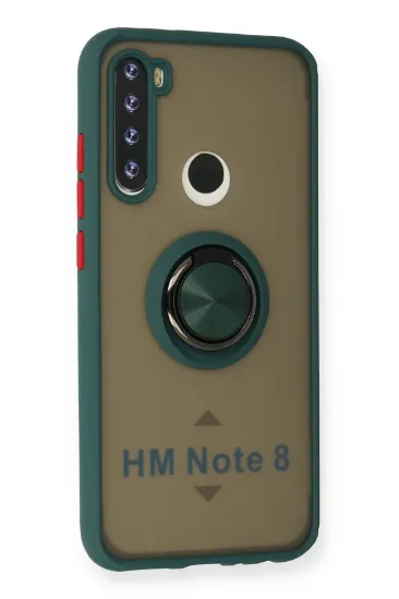 Newface Xiaomi Redmi Note 8 Kılıf Montreal Yüzüklü Silikon Kapak - Yeşil resmi