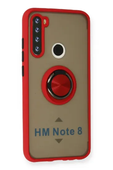 Newface Xiaomi Redmi Note 8 Kılıf Montreal Yüzüklü Silikon Kapak - Kırmızı resmi