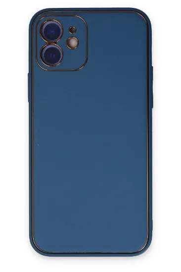 Newface iPhone 12 Kılıf Coco Deri Silikon Kapak - Açık Mavi resmi