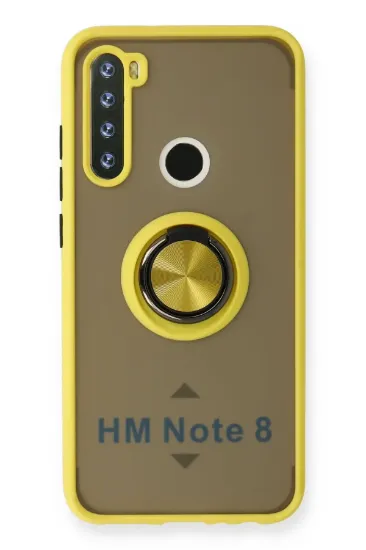 Newface Xiaomi Redmi Note 8 Kılıf Montreal Yüzüklü Silikon Kapak - Sarı resmi
