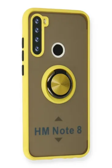 Newface Xiaomi Redmi Note 8 Kılıf Montreal Yüzüklü Silikon Kapak - Sarı resmi