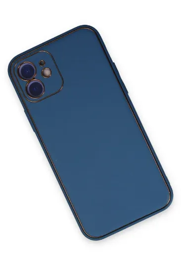 Newface iPhone 12 Kılıf Coco Deri Silikon Kapak - Açık Mavi resmi