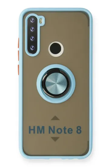 Newface Xiaomi Redmi Note 8 Kılıf Montreal Yüzüklü Silikon Kapak - Buz Mavi resmi