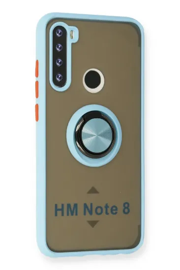 Newface Xiaomi Redmi Note 8 Kılıf Montreal Yüzüklü Silikon Kapak - Buz Mavi resmi