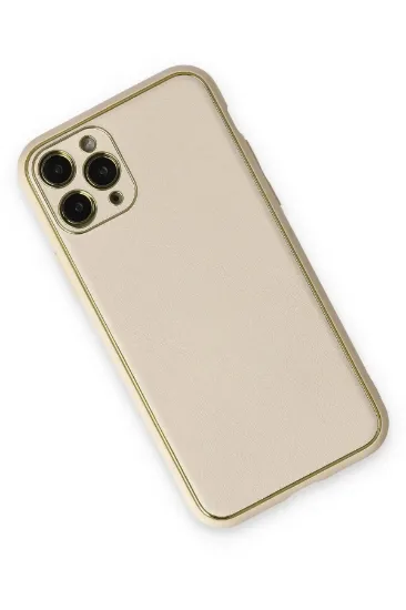 Newface iPhone 11 Pro Max Kılıf Coco Deri Silikon Kapak - Beyaz resmi