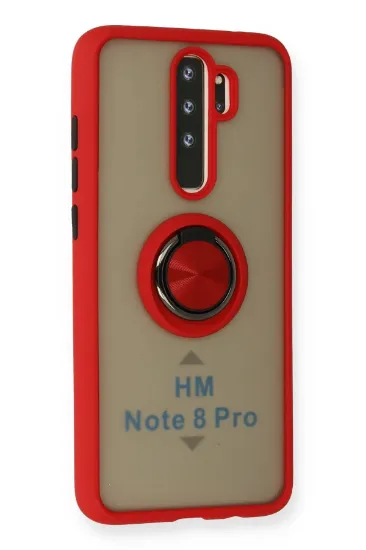 Newface Xiaomi Redmi Note 8 Pro Kılıf Montreal Yüzüklü Silikon Kapak - Kırmızı resmi