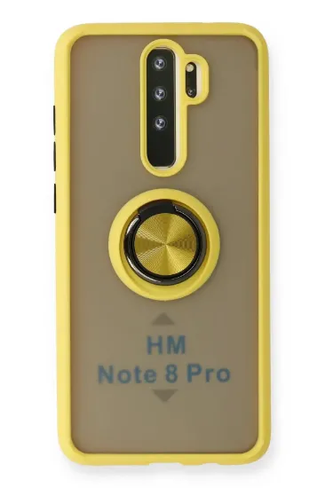 Newface Xiaomi Redmi Note 8 Pro Kılıf Montreal Yüzüklü Silikon Kapak - Sarı resmi