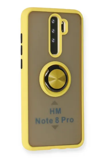 Newface Xiaomi Redmi Note 8 Pro Kılıf Montreal Yüzüklü Silikon Kapak - Sarı resmi