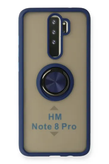 Newface Xiaomi Redmi Note 8 Pro Kılıf Montreal Yüzüklü Silikon Kapak - Lacivert resmi