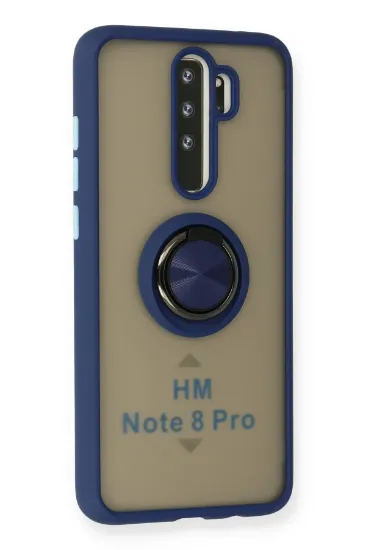 Newface Xiaomi Redmi Note 8 Pro Kılıf Montreal Yüzüklü Silikon Kapak - Lacivert resmi