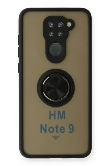 Newface Xiaomi Redmi Note 9 Kılıf Montreal Yüzüklü Silikon Kapak - Siyah resmi