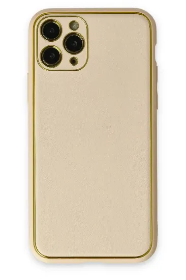 Newface iPhone 11 Pro Max Kılıf Coco Deri Silikon Kapak - Gold resmi