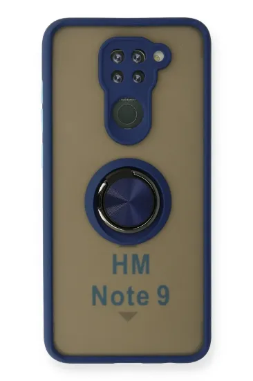 Newface Xiaomi Redmi Note 9 Kılıf Montreal Yüzüklü Silikon Kapak - Lacivert resmi