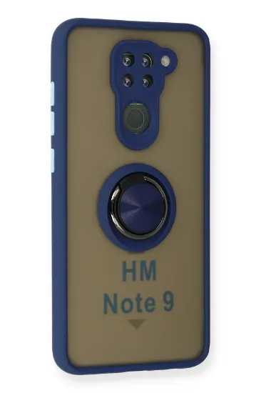 Newface Xiaomi Redmi Note 9 Kılıf Montreal Yüzüklü Silikon Kapak - Lacivert resmi