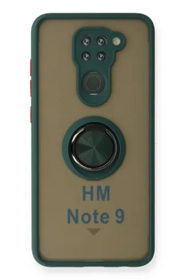 Newface Xiaomi Redmi Note 9 Kılıf Montreal Yüzüklü Silikon Kapak - Yeşil resmi