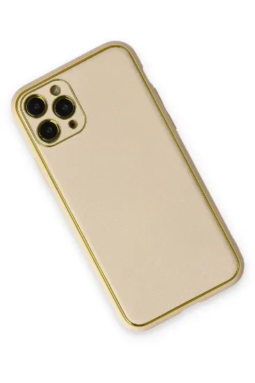Newface iPhone 11 Pro Max Kılıf Coco Deri Silikon Kapak - Gold resmi