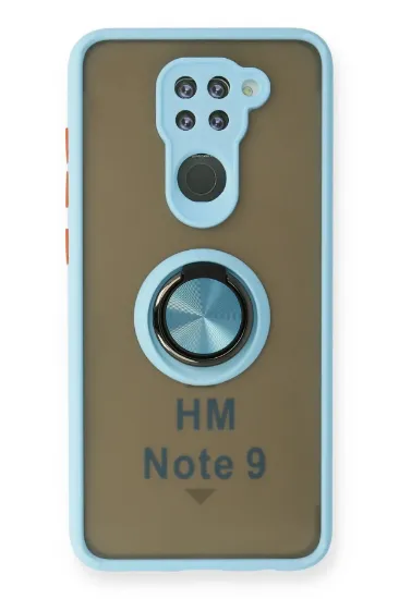 Newface Xiaomi Redmi Note 9 Kılıf Montreal Yüzüklü Silikon Kapak - Buz Mavi resmi