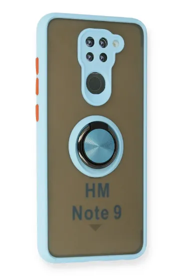 Newface Xiaomi Redmi Note 9 Kılıf Montreal Yüzüklü Silikon Kapak - Buz Mavi resmi