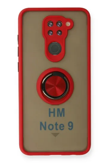 Newface Xiaomi Redmi Note 9 Kılıf Montreal Yüzüklü Silikon Kapak - Kırmızı resmi