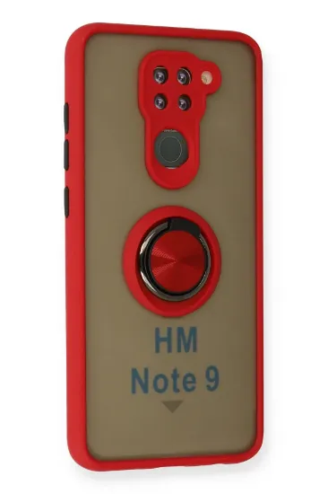 Newface Xiaomi Redmi Note 9 Kılıf Montreal Yüzüklü Silikon Kapak - Kırmızı resmi