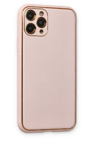 Newface iPhone 11 Pro Max Kılıf Coco Deri Silikon Kapak - Pudra resmi