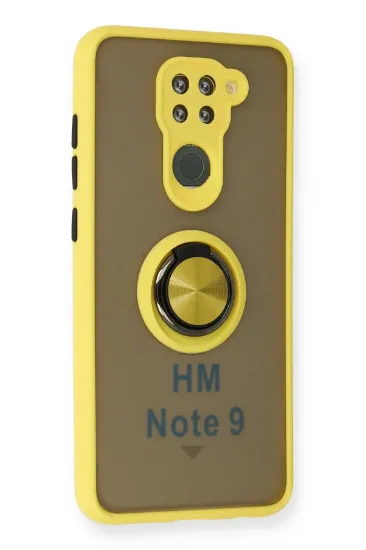 Newface Xiaomi Redmi Note 9 Kılıf Montreal Yüzüklü Silikon Kapak - Sarı resmi