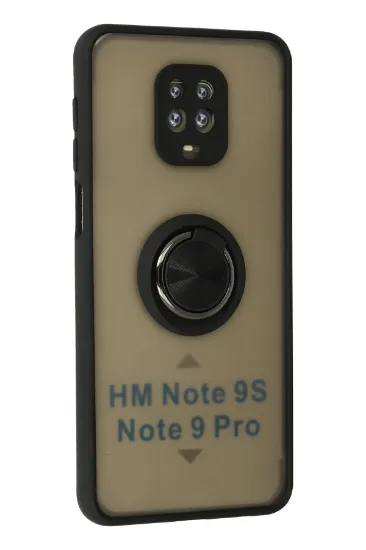Newface Xiaomi Redmi Note 9 Pro Kılıf Montreal Yüzüklü Silikon Kapak - Siyah resmi