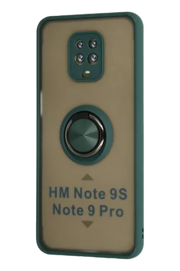 Newface Xiaomi Redmi Note 9 Pro Kılıf Montreal Yüzüklü Silikon Kapak - Yeşil resmi