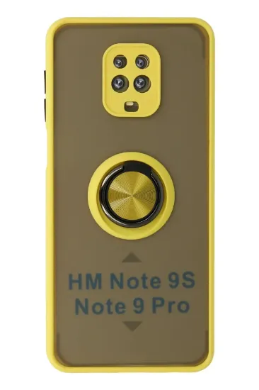 Newface Xiaomi Redmi Note 9 Pro Kılıf Montreal Yüzüklü Silikon Kapak - Sarı resmi