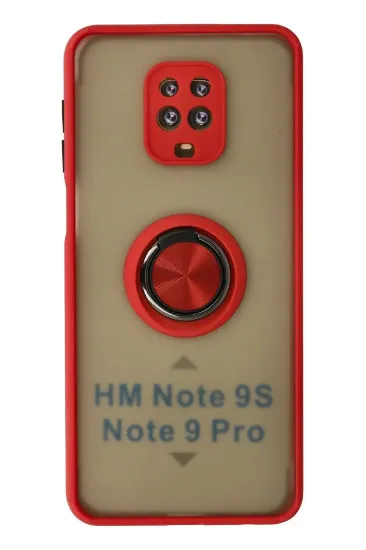 Newface Xiaomi Redmi Note 9 Pro Kılıf Montreal Yüzüklü Silikon Kapak - Kırmızı resmi