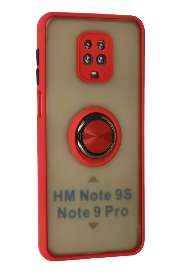 Newface Xiaomi Redmi Note 9 Pro Kılıf Montreal Yüzüklü Silikon Kapak - Kırmızı resmi