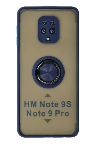 Newface Xiaomi Redmi Note 9 Pro Kılıf Montreal Yüzüklü Silikon Kapak - Lacivert resmi