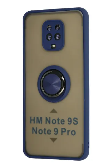 Newface Xiaomi Redmi Note 9 Pro Kılıf Montreal Yüzüklü Silikon Kapak - Lacivert resmi