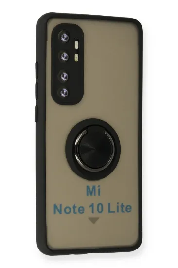 Newface Xiaomi Mi Note 10 Lite Kılıf Montreal Yüzüklü Silikon Kapak - Siyah resmi