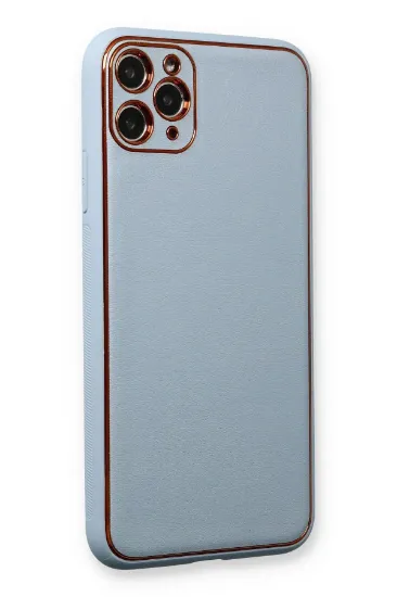 Newface iPhone 11 Pro Max Kılıf Coco Deri Silikon Kapak - Açık Mavi resmi