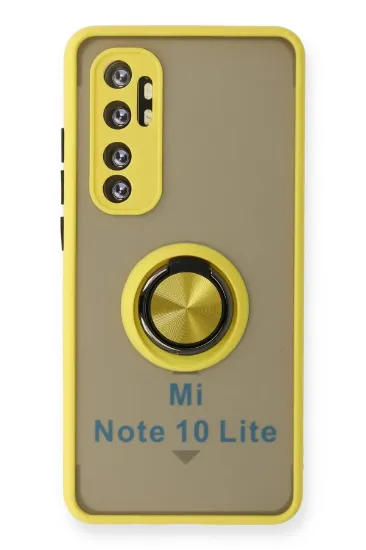 Newface Xiaomi Mi Note 10 Lite Kılıf Montreal Yüzüklü Silikon Kapak - Sarı resmi