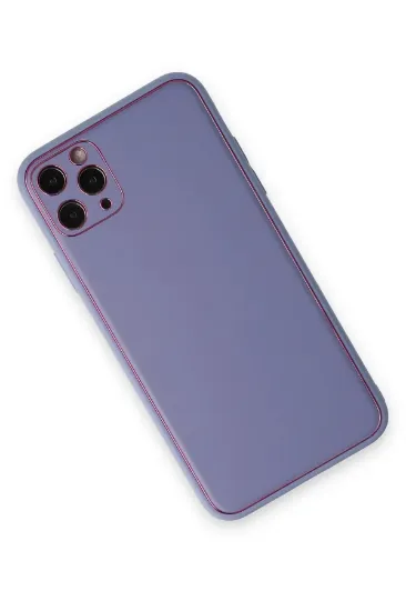 Newface iPhone 11 Pro Max Kılıf Coco Deri Silikon Kapak - Açık Lila resmi
