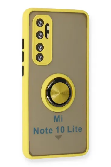 Newface Xiaomi Mi Note 10 Lite Kılıf Montreal Yüzüklü Silikon Kapak - Sarı resmi
