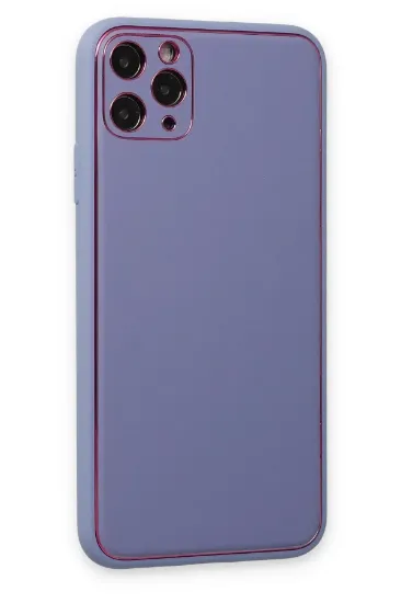 Newface iPhone 11 Pro Max Kılıf Coco Deri Silikon Kapak - Açık Lila resmi