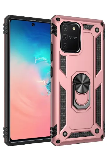 Newface Samsung Galaxy A91 / S10 Lite Kılıf Sofya Yüzüklü Silikon Kapak - Rose resmi