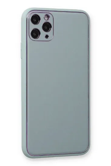 Newface iPhone 11 Pro Max Kılıf Coco Deri Silikon Kapak - Turkuaz resmi