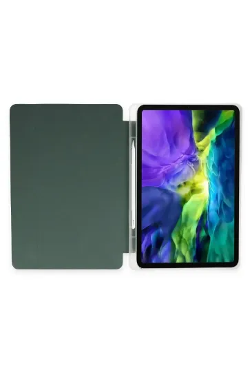 Newface iPad Pro 11 (2021) Kılıf Kalemlikli Hugo Tablet Kılıfı - Koyu Yeşil resmi