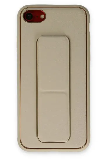 Newface iPhone 7 Kılıf Coco Deri Standlı Kapak - Gold resmi