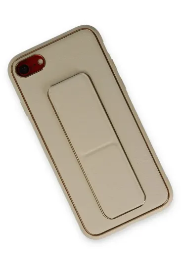 Newface iPhone 7 Kılıf Coco Deri Standlı Kapak - Gold resmi