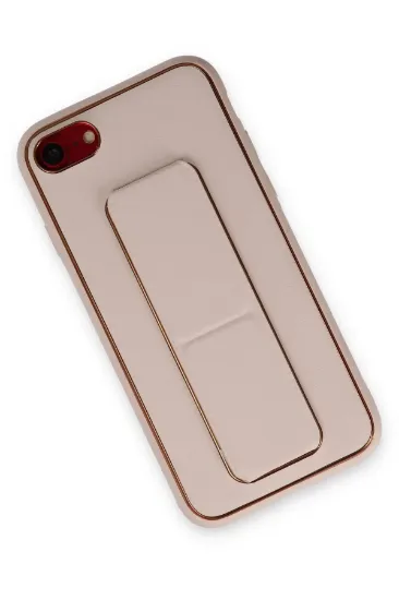 Newface iPhone 7 Kılıf Coco Deri Standlı Kapak - Pudra resmi