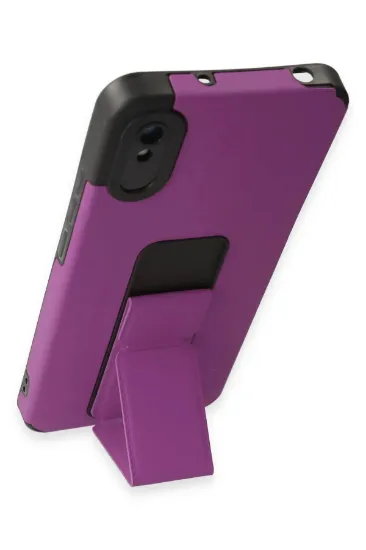Newface Xiaomi Redmi 9A Kılıf Mega Standlı Silikon - Mor resmi