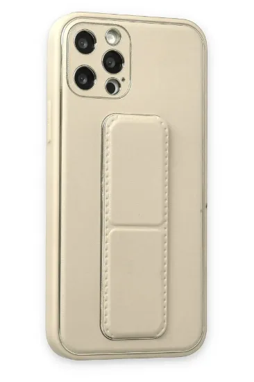 Newface iPhone 12 Pro Max Kılıf Coco Deri Standlı Kapak - Beyaz resmi