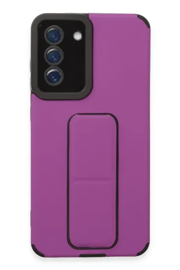 Newface Samsung Galaxy S21 FE Kılıf Mega Standlı Silikon - Mor resmi