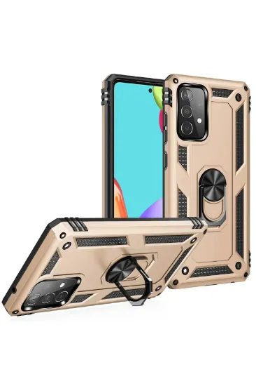 Newface Samsung Galaxy A23 4G Kılıf Sofya Yüzüklü Silikon Kapak - Gold resmi