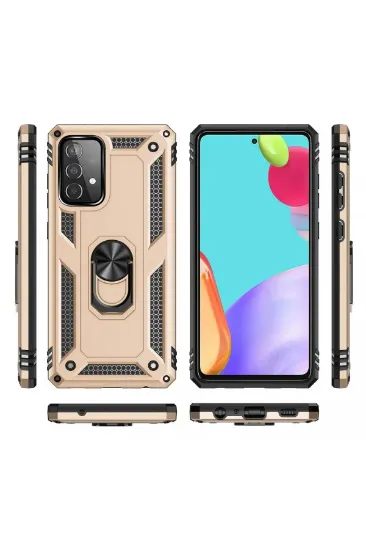 Newface Samsung Galaxy A23 4G Kılıf Sofya Yüzüklü Silikon Kapak - Gold resmi